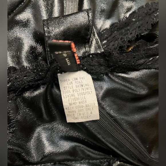 Vintage Y2K Super Low Fat Vinyl Bat Wings Halloween Costume with Lace Ties - Picture 10 of 13